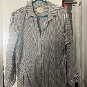 Sezane Tomboy Shirt Ecru/Blue Stripe size 44